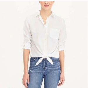 J. Crew white linen button down with front tie